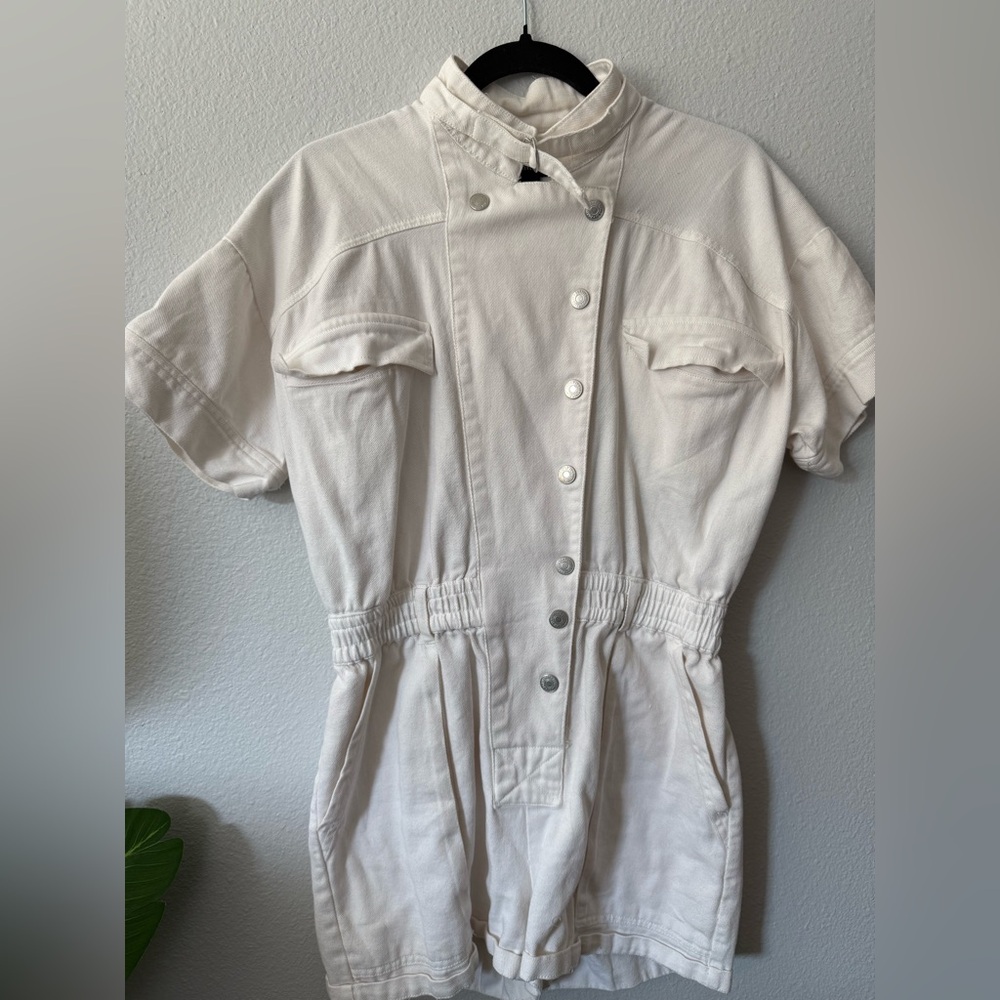 Forever 21 White Button-Up Jumpsuit